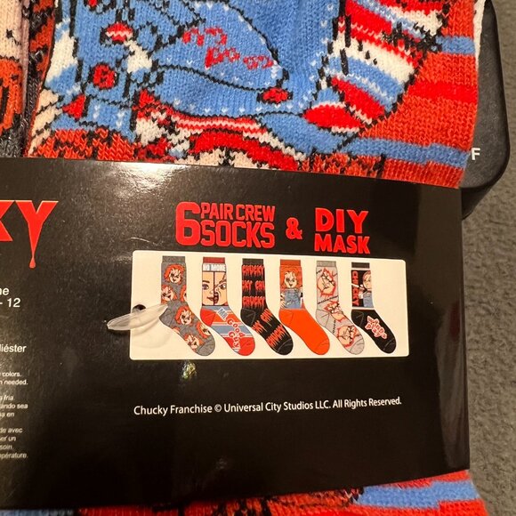 New Chucky Socks 6 pairs & DIY Mask Kit Child's Play Halloween Fun Activity - Picture 3 of 6